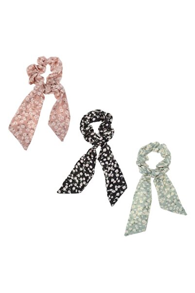 SHOPIENS Set 3 elastice de păr Shopiens® pentru femei, material textil cu flo...