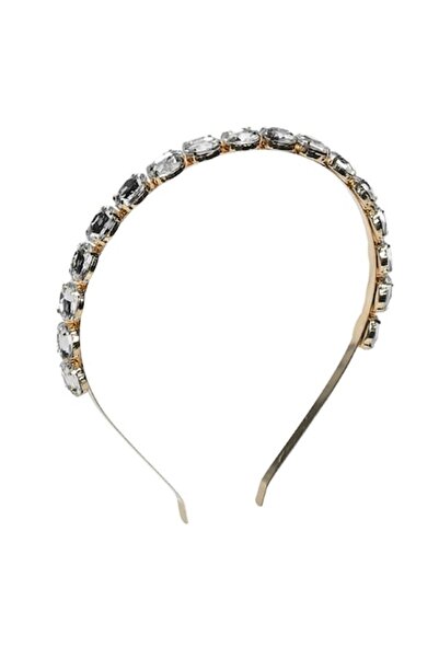 MYONNA IT & E- COMMERCE Women's Metallic Hair Headband with Transparent Oval Stones — Gold