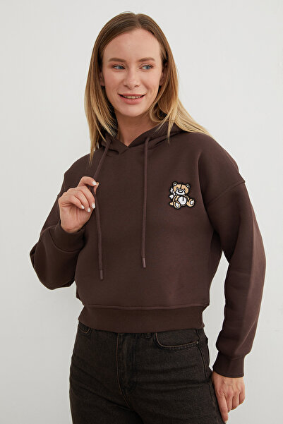 Fulla Moda Φούτερ με κουκούλα με κέντημα με 3 κλωστές