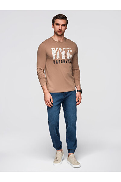 OMBRE Ανδρικό τζιν παντελόνι JOGGERS με κλασικό επίδεσμο - μπλε V2 OM-PADJ-0265 S