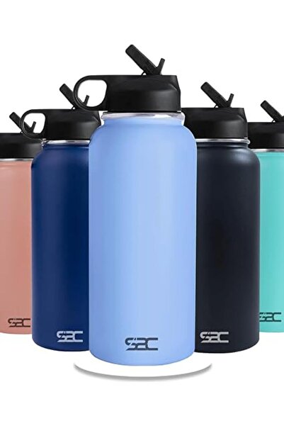 Generic زجاجة مياه من الفولاذ المقاوم للصدأ S2C سعة 1 لتر و32 أونصة معزولة بجدار مزدوج، خالية من مادة BPA