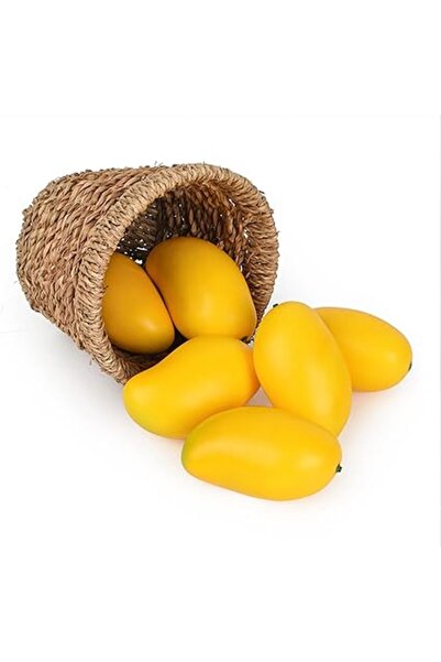 Generic 6 قطع من المانجو الاصطناعي المزيف، أصفر زاهي، لعبة محاكاة فواكه وهمية للزينة