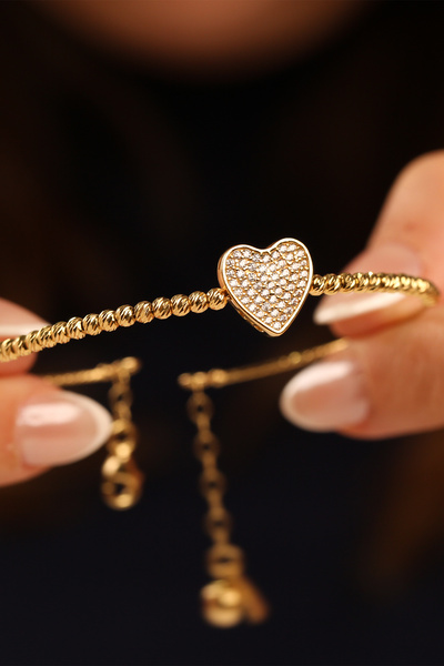 Çgk Çiğdem Gürel Kuyumculuk Kalpli Altın Kelepçe Bilezik