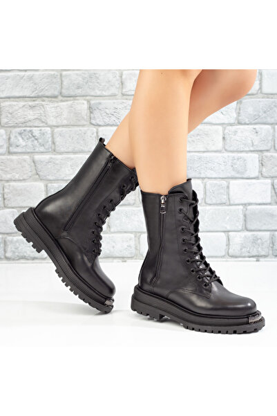 Modlet.ro Ghete negre din piele pentru femei cu fermoare MOD10617