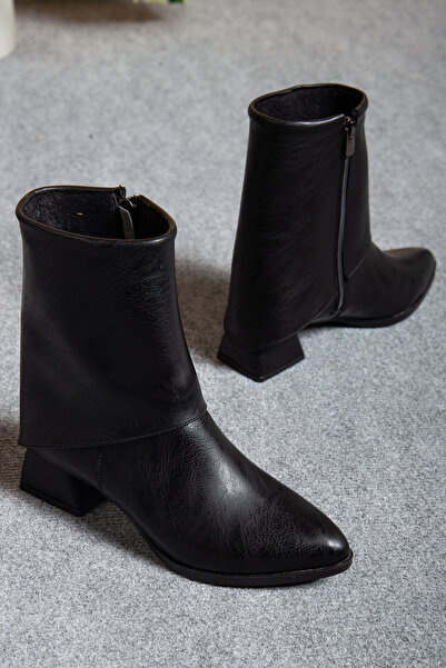 AYENDE MODA Ayende Store Trend Women's Black Cowboy Short Boots Comfortable Zipper Detail Sparkle in November