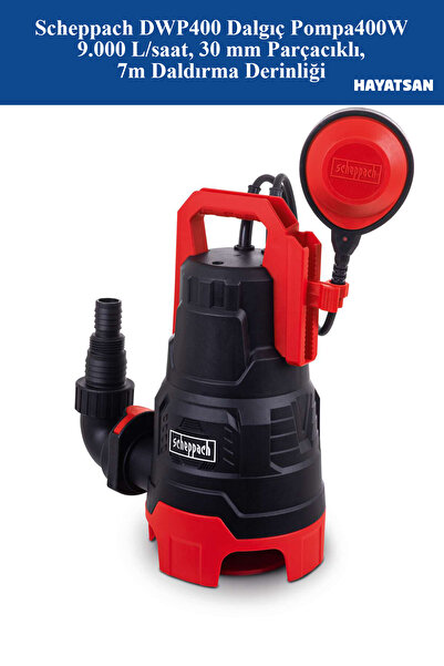 Scheppach DWP400 Kombine Dalgıç Pompa 400W – 9.000 L/saat, 30 mm Parçacıklı, 7m Daldırma Derinliği