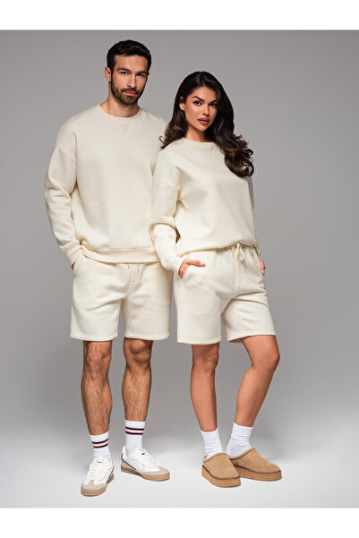 OMBRE Classic unisex sweatshirt with round neckline - cream V2 OU-SNBC-0104 XL/XXL