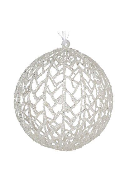 Jumbo Ornament de Crăciun pentru brad, glob iridescent alb, Ø15 cm