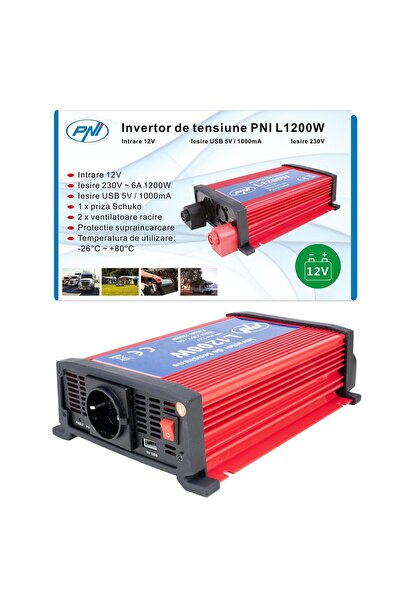 PNI Invertor de tensiune L1200W, 12V intrare, 230V ieșire