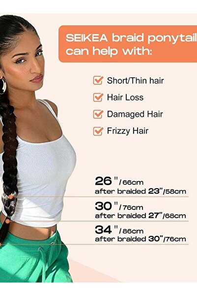 Yelajoy Long DIY Braided Ponytail Extension,with Hair Tie Straight Wrap,Natural Soft Synthetic,Red 30 Inch