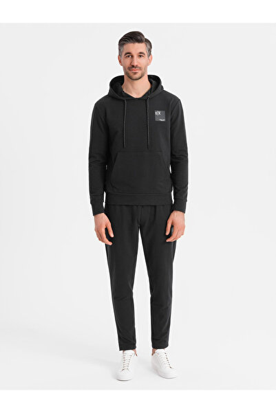 OMBRE Σετ ανδρικής μπλούζας με κουκούλα + φόρμα - μαύρο V1 Z107 XL