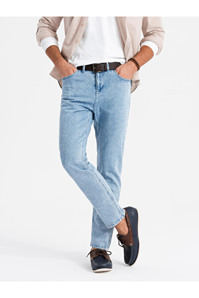 OMBRE Ανδρικό τζιν παντελόνι CARROT FIT με μαρμάρινη απόχρωση - ανοιχτό μπλε V1 OM-PADP-0225 M