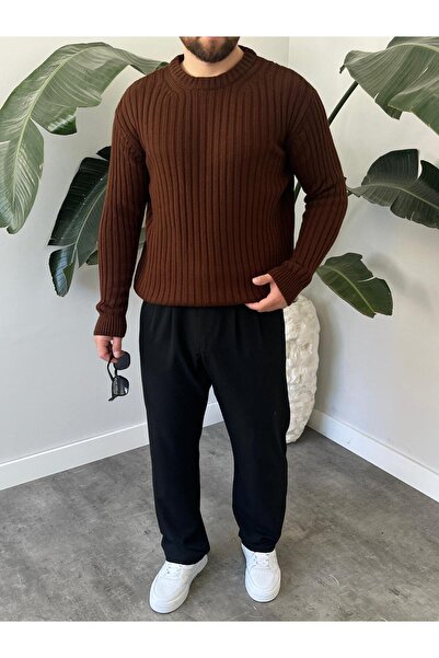 HAWKKİNG Мъжки пуловер с ребриста плетка и широка яка