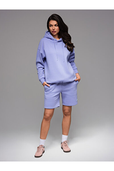 OMBRE UNISEX sweatshirt set for couples hoodie + athleisure style shorts - lavender V9 Z110