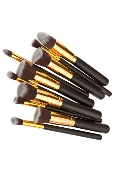 ELFA Ilva 10 Pieces Makeup Brushes for Face and Eyes Black
