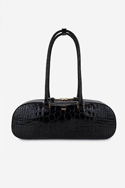 Valmenti حقيبة كتف نسائية من الجلد الطبيعي باللون الأسود