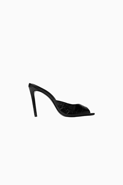 Black Suede Studio Alessia 100 Black Crocodile Leather, Handmade Stiletto Mule