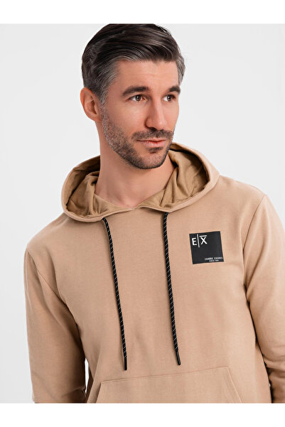 OMBRE Men's sweatshirt set hoodie + sweatpants - brown V3 Z107 S