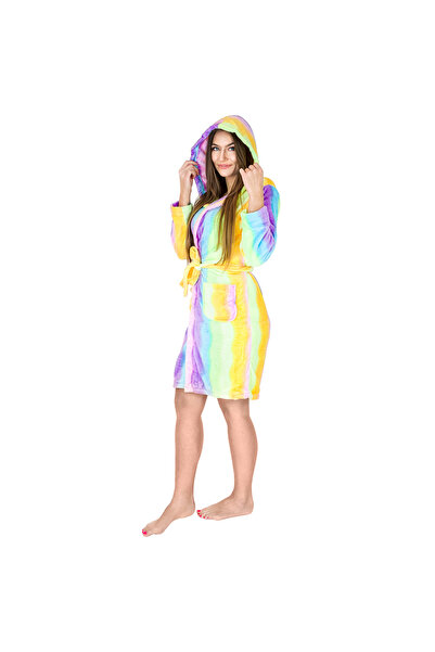 Other Women's Soft Warm Rainbow Bathrobe Colorful Plush Warm Gifts