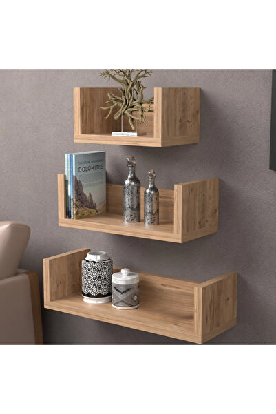 issevenler رف حائط مزخرف على شكل حرف U من خشب الجوز