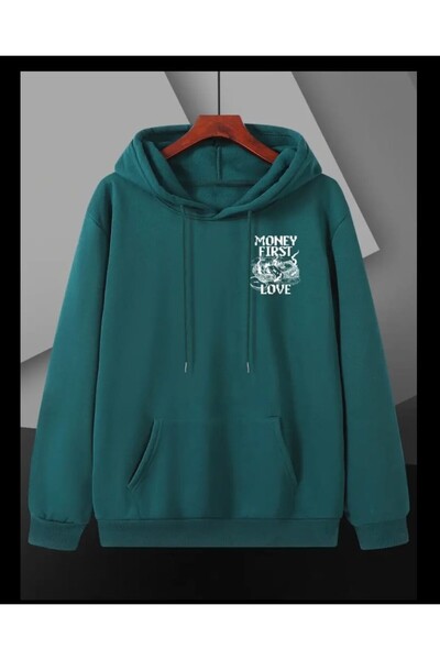 zahid moda Men's Hoodie with the Inscription “Mony First Love Later”