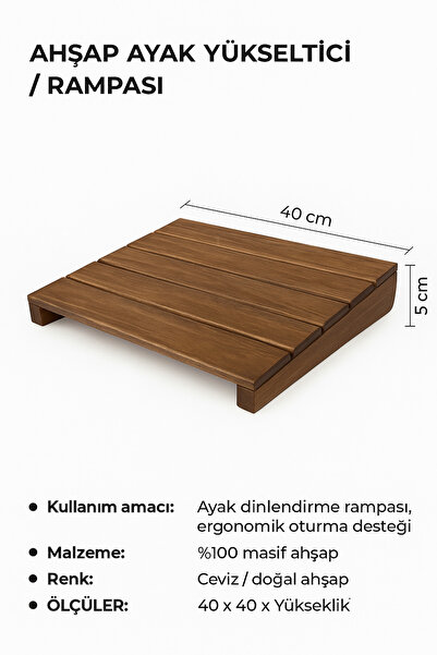 ERDEM MOBİLYA Ahşap Ayak Yükseltici Rampası – Ergonomik Ofis ve Ev Ayak Dinle...