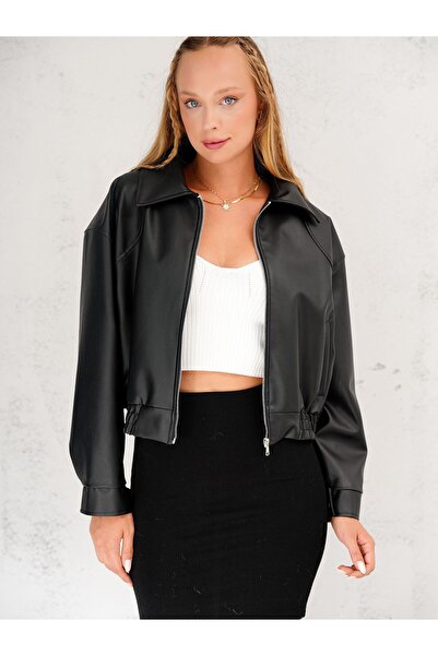 Rabi Shine سترة جلدية نسائية كبيرة الحجم