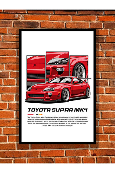 hediyeniburadabul Toyata Supra Ahşap Modifiye Araba Japon Araba Poster 20 x 30