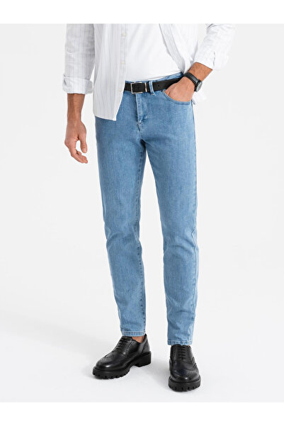 OMBRE Κλασικό ανδρικό τζιν SLIM FIT με ελαστάνη - ανοιχτό μπλε V2 OM-PADP-0216 S