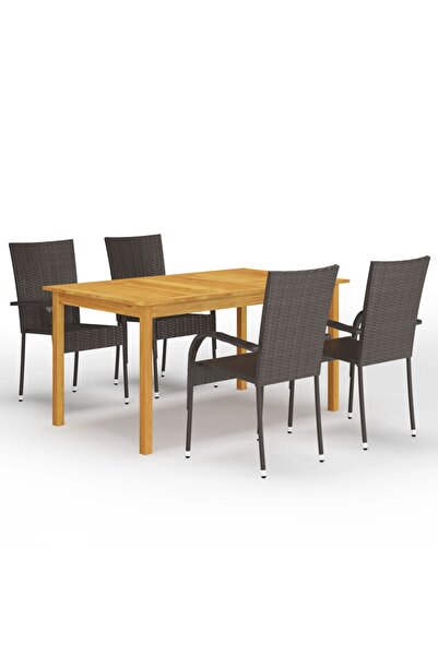 vidaxl Set mobilier de grădină, 5 piese, maro