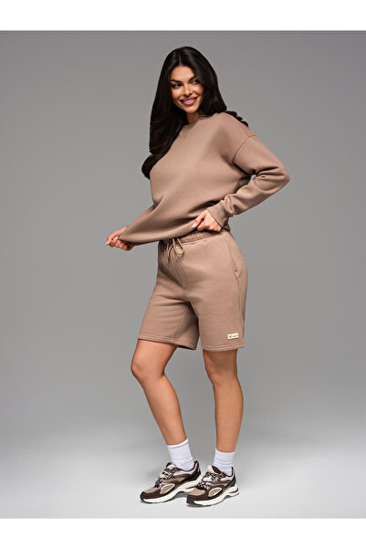 OMBRE UNISEX sweatshirt + shorts set for couples - brown V16 Z108