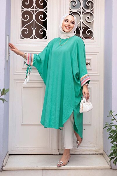 N.S NEVA STYLE Batwing Sleeve Green Hijab Tunic 210048Y