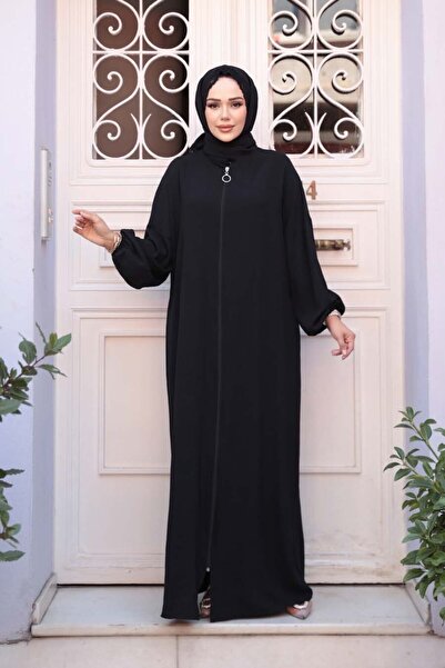 N.S NEVA STYLE Zippered Black Hijab Prayer Dress 73271S
