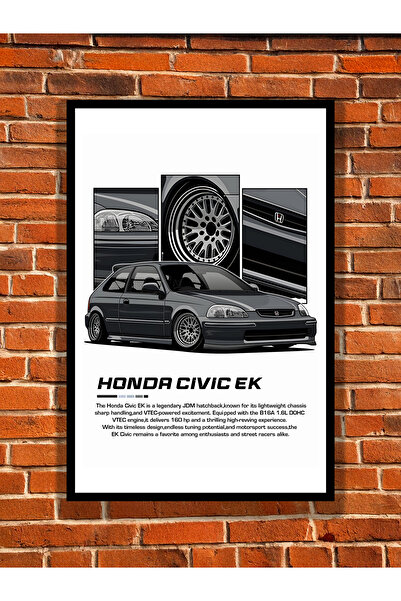 hediyeniburadabul Honda Civic Ek9 Ahşap Modifiye Araba Japon Araba Poster 20 x 30