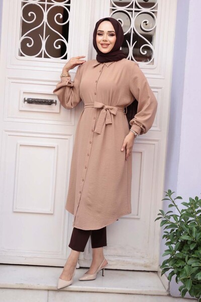 N.S NEVA STYLE Buttoned Biscuit Hijab Tunic 32172Bs