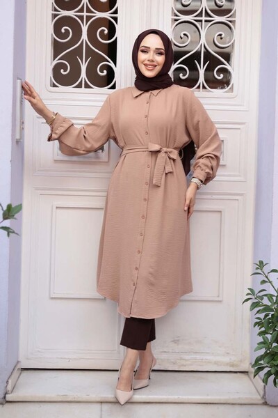 N.S NEVA STYLE Buttoned Biscuit Hijab Tunic 32172Bs