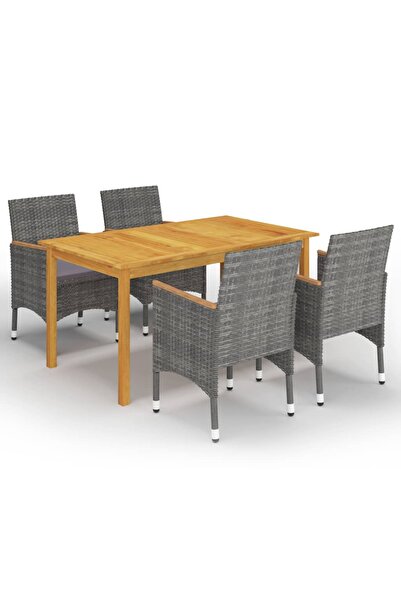 vidaxl طقم طعام للحديقة مكون من 5 قطع باللون الرمادي