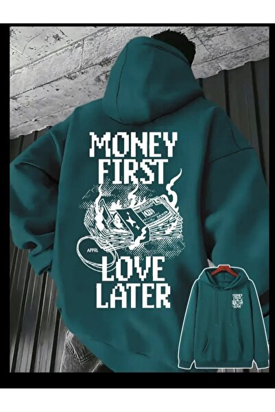 zahid moda Men's Hoodie with the Inscription “Mony First Love Later”