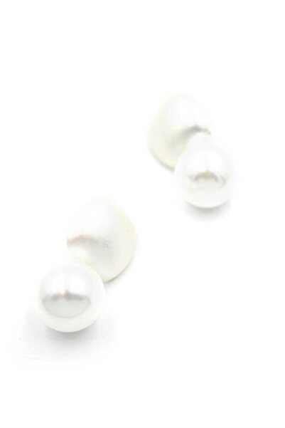 Mestore حلق مرصع باللؤلؤ - فضي