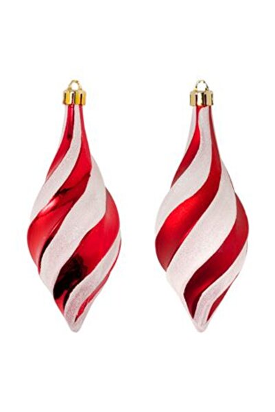 Jumbo Set Christmas Tree Decorations Vintage Red Glitter Holographic 14 cm - ...