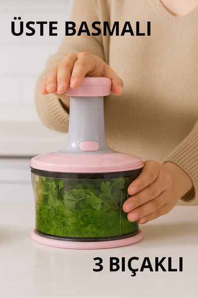 ViATOM 3-Blade Top-Press Handheld Rondos Blender Vegetable Chopper