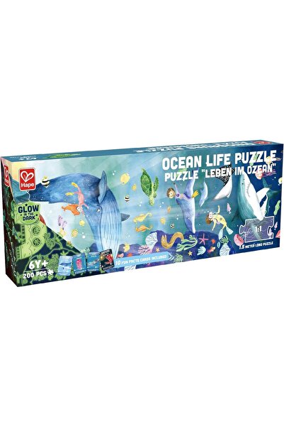 Hape Ocean Life Puzzle 1.5 Meter Long | 200 Pieces Colorful Giant Glow-in-The-Dark Marine Life Jigsa