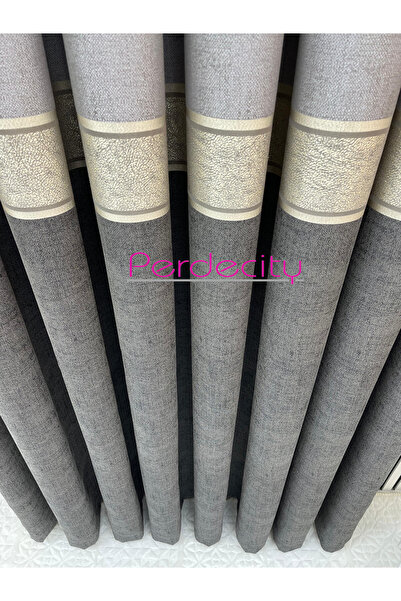 PERDECITY Κουρτίνα φόντου από ηλιακό ανθρακί γκρι με χρυσές λεπτομέρειες 1x3 συχνά πτυσσόμενη [ΜΟΝΟ ΦΙΛΤΡΟ] κατάλληλη για όλα τα δωμάτια