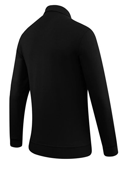 Çizgi Triko Ανδρικό μονόχρωμο φούτερ με φερμουάρ με λαιμόκοψη πόλο - 5230F