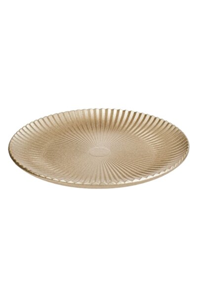SHOPIENS Decorative Wooden Platter Shopiens®, Round, Beige with Embossed Patt...