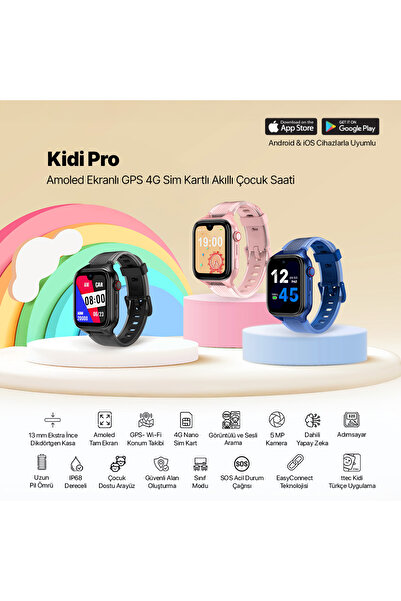 Ttec Kidi Pro AMOLED Ekranlı GPS 4G Sim Kartlı Akıllı Çocuk Saati Balerin Pembesi 2KSW03