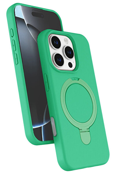 Nezih Case Apple iPhone 14 Pro Max Uyumlu İçi Kadife Stand Olabilen Halka Yüz...