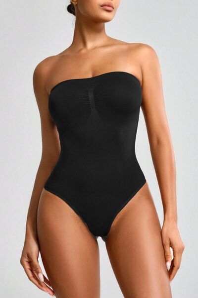 MİSTİRİK Fossini Model Tightening Knitted Fabric Snap Fastener Strapless Corset Black Color