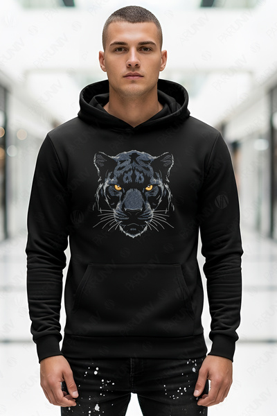 PARUNIV Hanorac barbati Black Panther, Regular Fit, Bumbac Premium, Stil Casual