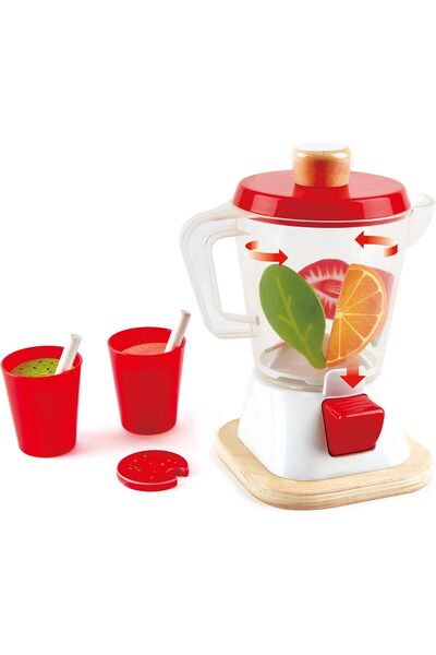 Hape Smoothie Blender | Multicolor Kitchen Smoothie Machine Play Set Complete with Cups & Straws, 9.